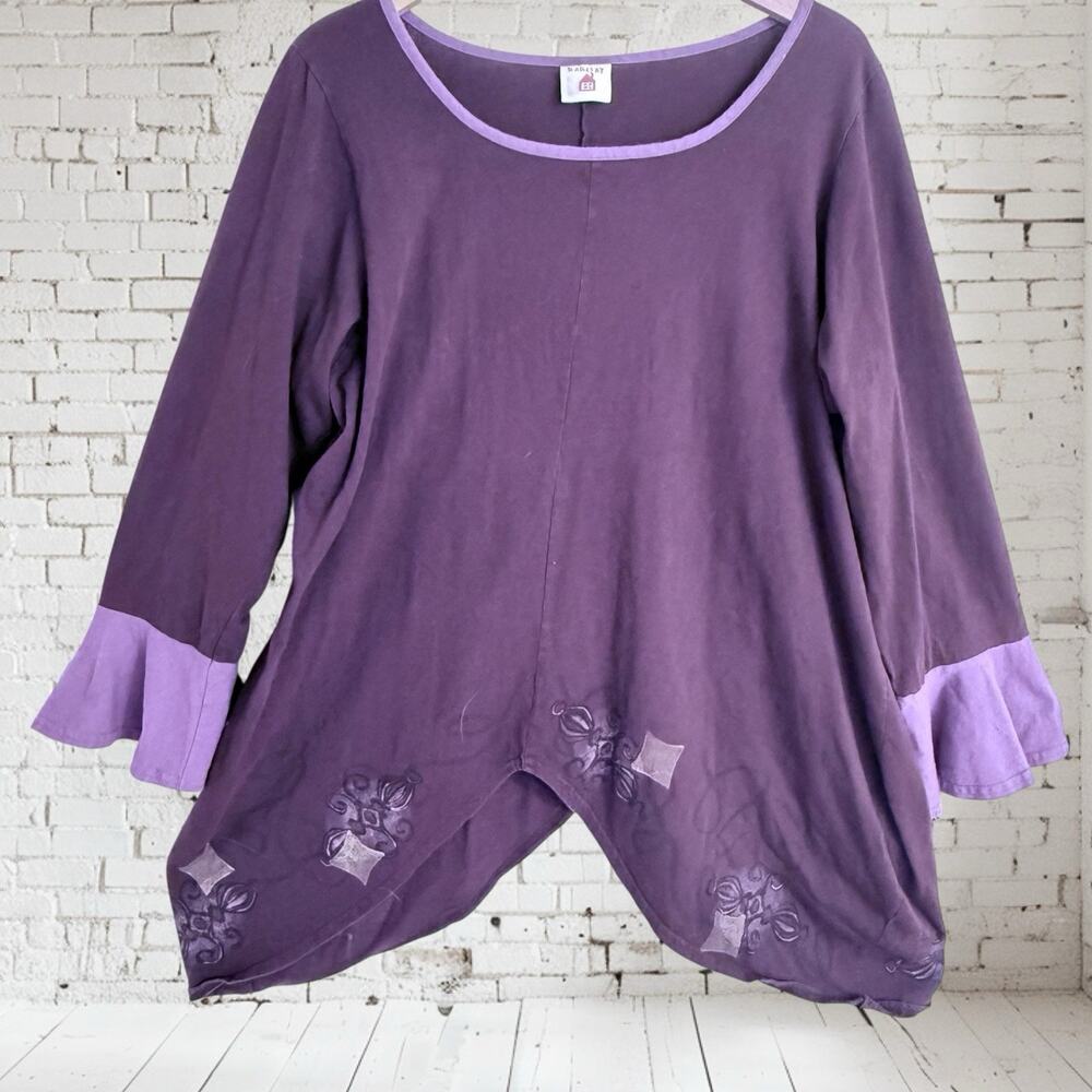 Blue Fish Barclay Tunic Top Sz 1 Oversized 25" Bust Lagenlook Sharkbite‎ Hem